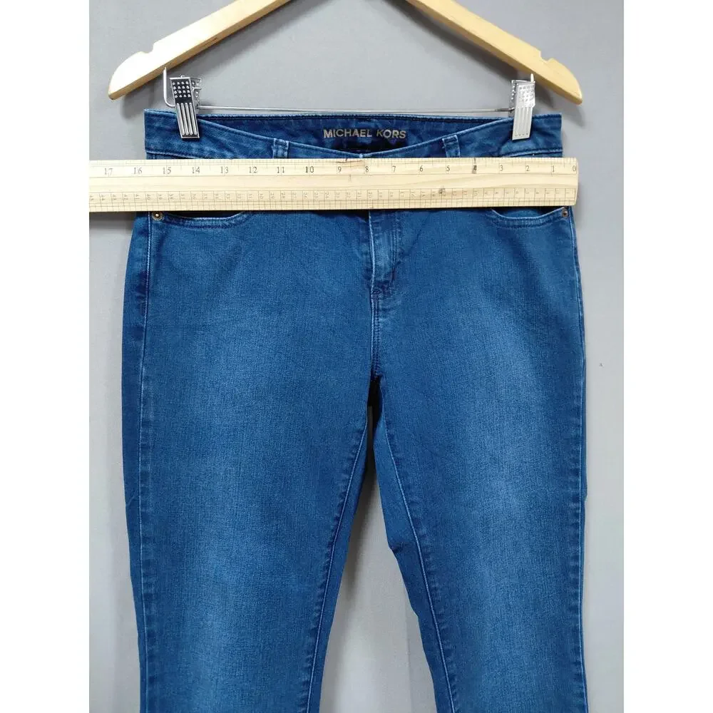 Michael Kors Blue Raw Hem Skinny Medium Wash Denim Jeans Women Size 4
